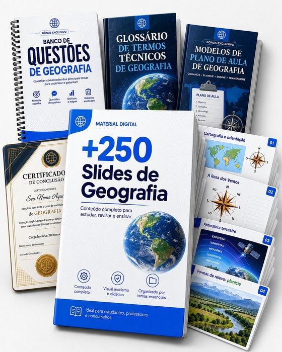 Mockup +250 Slides de Geografia